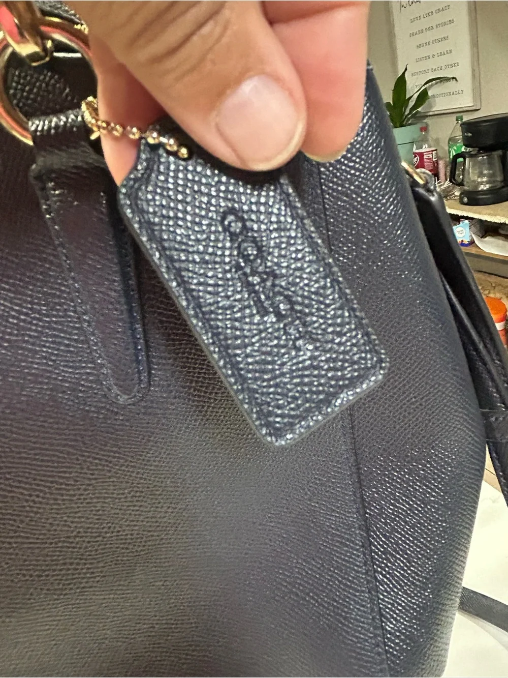 Coach Small Christie Carryall in Crossgrain Leather-midnight navy